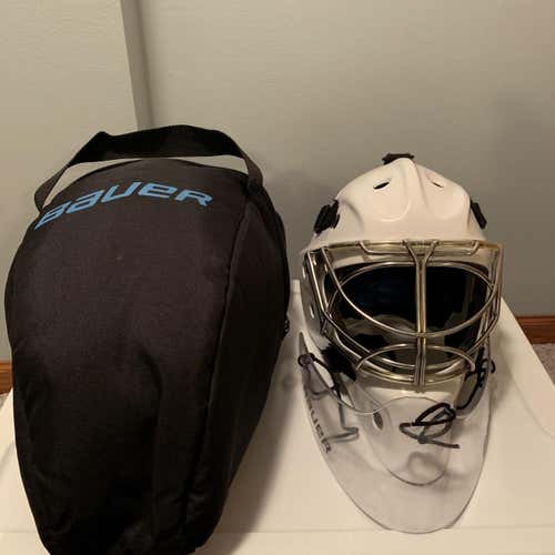 White Senior Bauer NME 8 Goalie Mask
