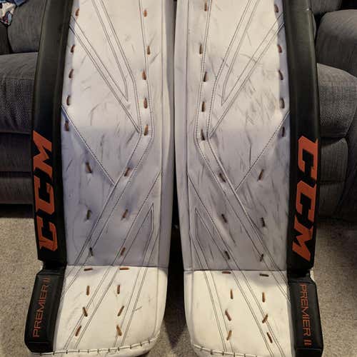 White Senior 33+2" CCM Premier II Pro Goalie Leg Pads