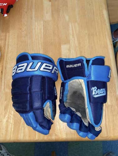 Blue Used Bauer Classic 4-Roll 14" Pro Stock Gloves