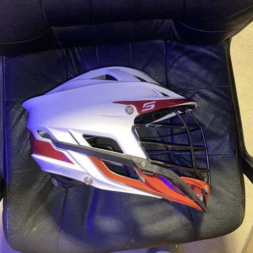 Used Cascade S Helmet White Shell W/ Maroon Stickers