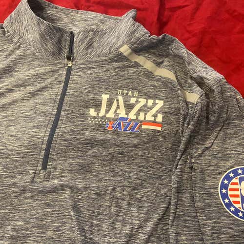 Utah Jazz Team Issued 1/4 Zip Fanatics Gray Adult XXL Tall Pullover Sweatshirt NWT