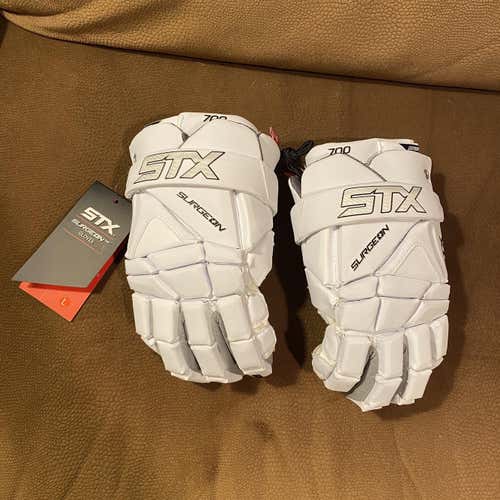 White New Player's STX Surgeon 700 13" Lacrosse Gloves