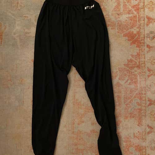 Black Senior Small CCM Athletic Loose Base Layer Pants