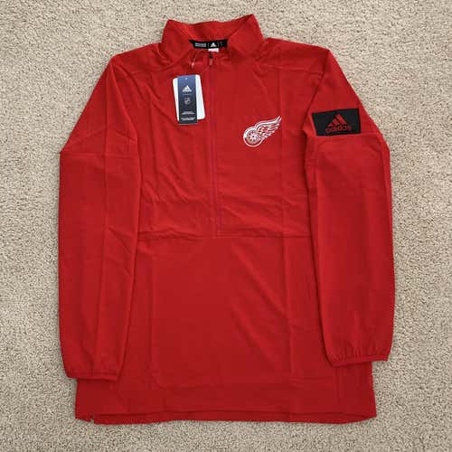 TEAM ISSUED Adidas Detroit Red Wings 1/2 Zip Up Jacket Men's Size L