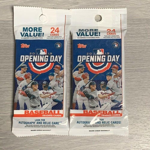 2019 Topps Opening Day MLB Baseball 24 Card 2 Jumbo Value Fat Packs Lot