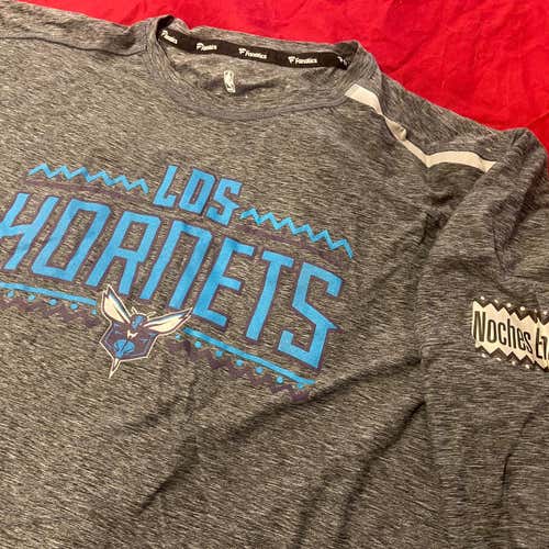 Charlotte El Hornets  Team Issued Los Hornets Noches Ene-Be-A Gray Adult XXL Long Sleeve T-Shirt