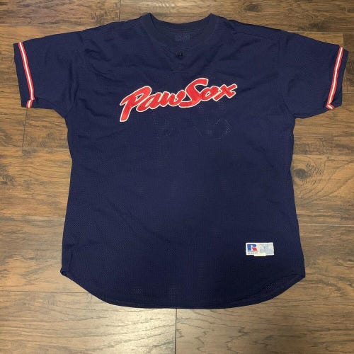 Vintage Pawtucket Red Sox Game Worn Blue Russell Athletic Mesh Jersey #37 Sz 50