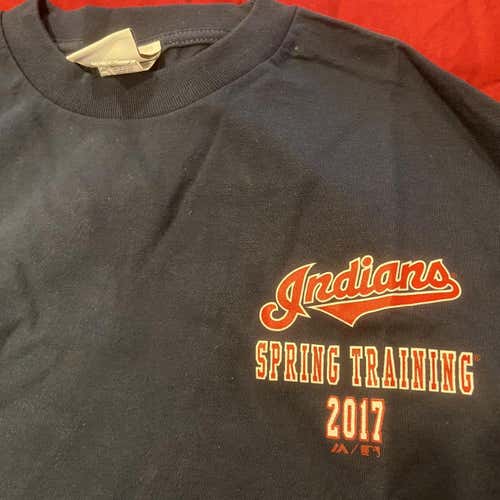 2017 Cleveland Indians MLB Spring Training Blue Adult Medium Majestic Long Sleeve T-Shirt