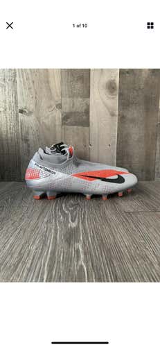 Nike Phantom VSN 2 Elite DF FG Soccer Cleats Silver Crimson Sz Men's ACC