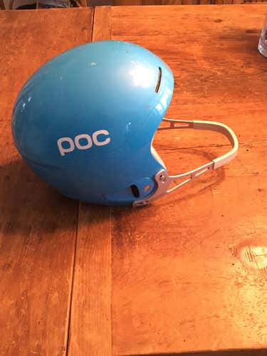 Used Blue POC Skull X Helmet Size Medium Includes SL Chin Bar