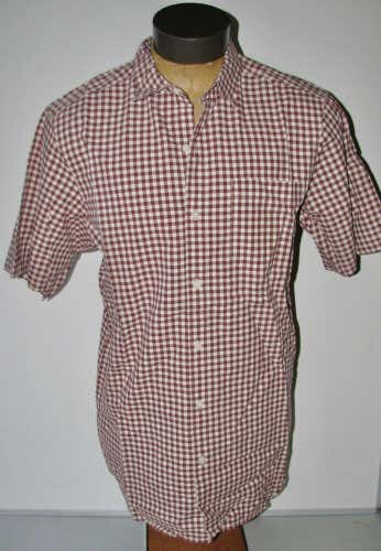 Columbia Men's Brown & Cream Checked Short-Sleeve Shirt - Size Large Tall LT