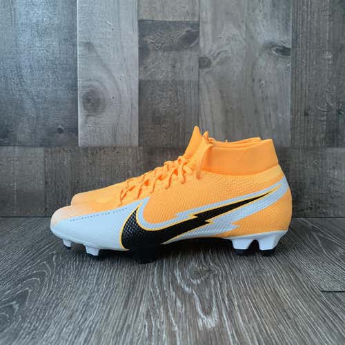 Nike Mercurial Superfly 7 Pro FG Soccer Cleats White Orange Size 9 Lightning Bolt