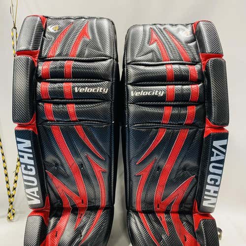Black & Red Intermediate 31+1" Vaughn Velocity V4 9360  Goalie Leg Pads