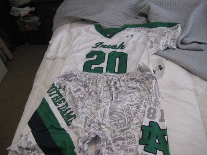 Under Armour Notre Dame lacrosse uniform jersey & shorts NEW L large men's