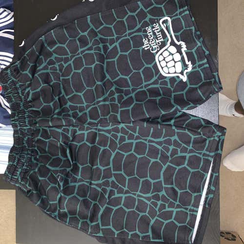 Adult Medium Black Green Turtle Lacrosse Shorts