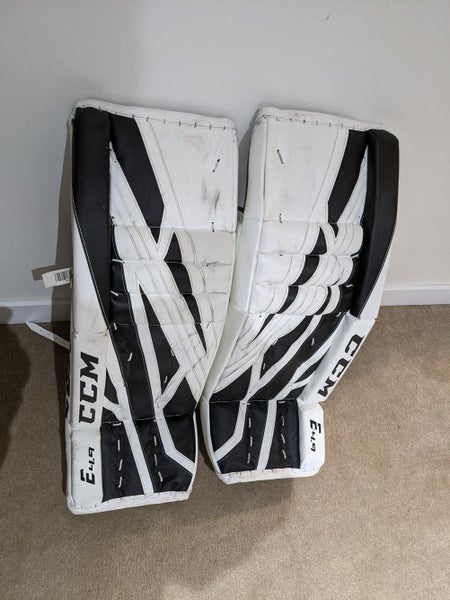 White Used Intermediate 30" CCM Extreme flex 4.9 Goalie Leg Pads
