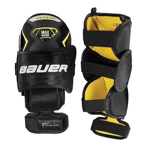 Used | Bauer Supreme Max Goalie Knee Pads Thigh Guard Protectors | Senior - Int | BLACK