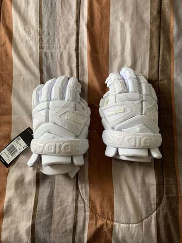 BNWT White Adidas Freak Lacrosse Gloves Medium 12"