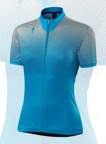 Specialized Women's RBX Comp Short Sleeve Jersey Geo Crest/Neon Blue - Medium