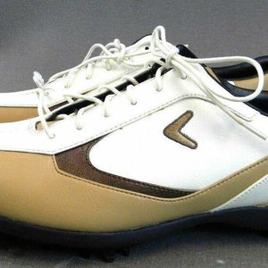 New Callaway X-Series Womens Golf Shoes size 8.5 cleat white brown spiked ladies