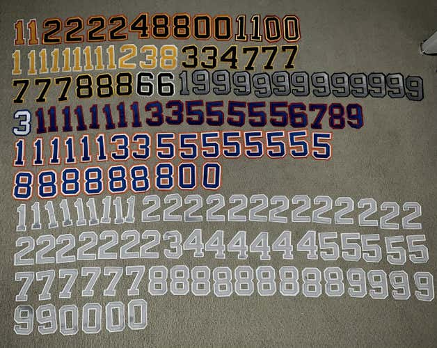 Hockey Jersey 4” Arm Number Lot - Assorted Numbers and Teams - Over 150 #’s!! Pro Tackle Twill