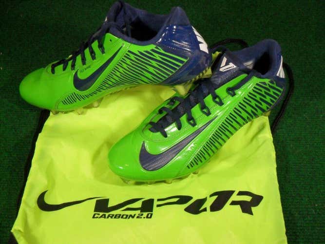 Nike Vapor Carbon Elite 2014 Low TD Football Cleats Lime Navy Blue 11.5 Seahawks