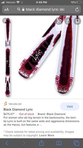 Used  Telemark Lyric Skis hammer Head Binding