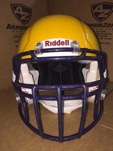 USED RIDDELL ADULT SPEED FOOTBALL HELMET - LARGE - GREEN BAY GOLD METALLIC