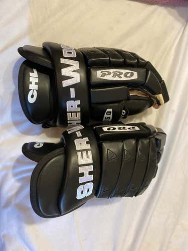 Black Senior Sher-Wood 15" Pro Stock Gloves