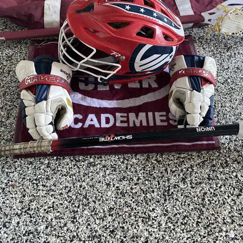 White Used Player's Maverik Max 13" Lacrosse Gloves