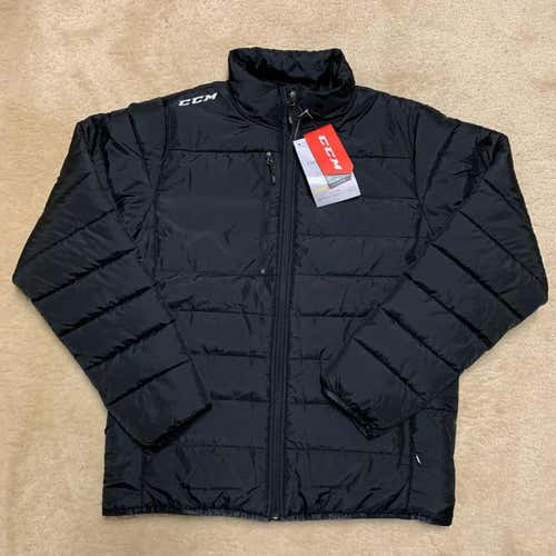 NEW CCM Team Quilted Winter Jacket - Black, Adult Medium