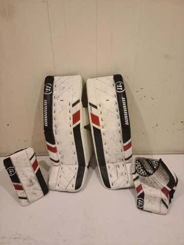 White/Black/Red Used Senior 35+1.5" Warrior Regular Ritual G3 Goalie Full Set