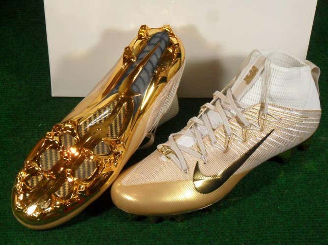 NIB Nike Vapor Untouchable 2 LE Super Bowl SB50 Football Cleats White Gold Black