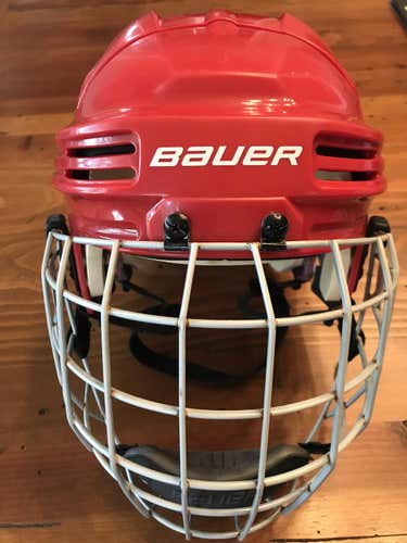 Bauer 4500 Hockey Helmet Combo / Adult Large / Red / Used