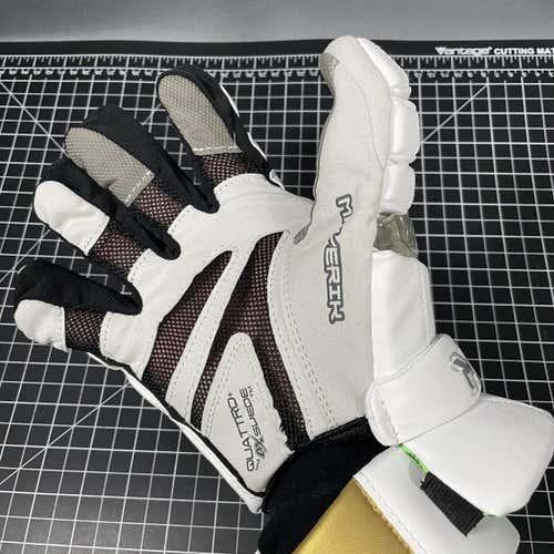 New White And Gold Maverik M4 13" Lacrosse Gloves