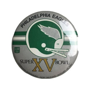 Vintage 1981 Philadelphia Eagles Super Bowl XV 3'' Round Button Pin NFL Football