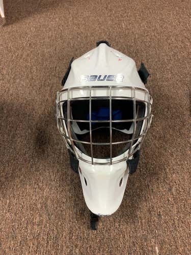 White Senior Bauer NME 8 Goalie Mask