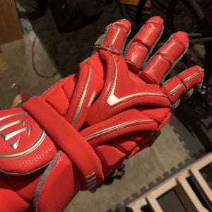 Red Used Player's Warrior Evo Pro 13" Lacrosse Gloves