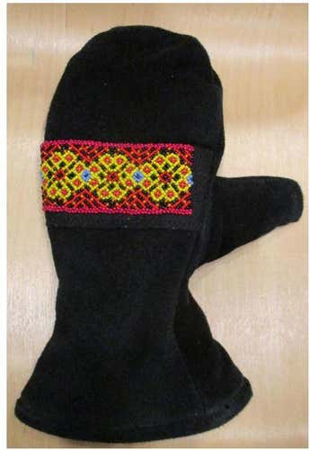 New Astis Mitten Black Medium with Beadwork (SY242)