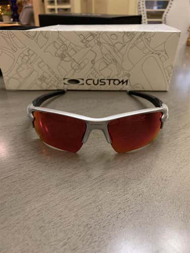 Black/Silver Men's XL Oakley Flak Jacket 2.0 Sunglasses