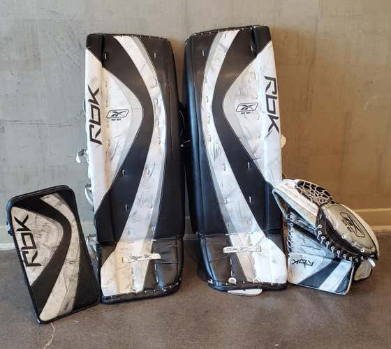 Black & White Used Senior 36" Reebok Regular Goalie Full Set