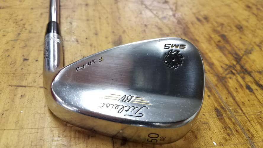 Used Men's Titleist Right Handed Vokey SM5 Tour Chrome Wedge Stiff Flex 50 Degree Steel Shaft