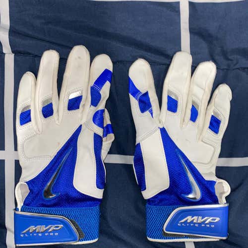 White Used Large Nike MVP batting Gloves Batting Gloves