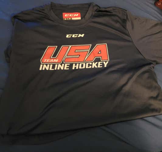 Blue New Men's Adult XL CCM Team USA Inline Hockey tech shirt