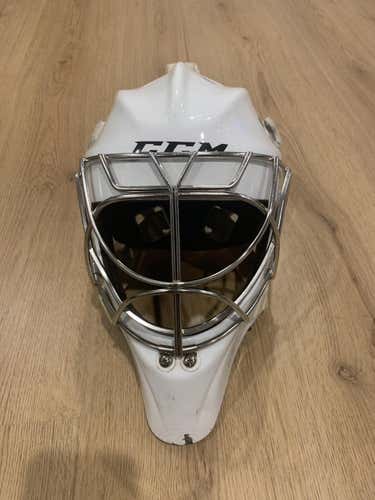 White Used Senior CCM Pro Goalie Mask Pro Stock Medium