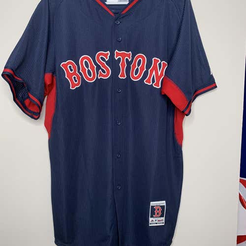 Navy Blue Boston Red Sox Majestic Coolbase Spring Training Jersey Size 44 (appr