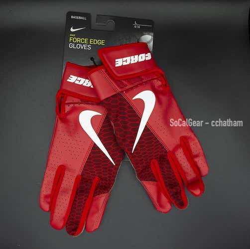 NEW! Nike Force Edge Adult Batting Gloves Size L – University Red