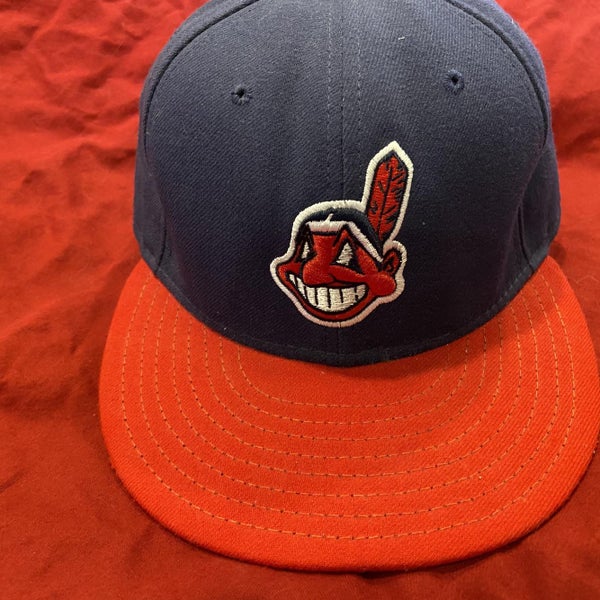 Vintage Cleveland Indians “Chief Wahoo” Blue Adult 7 1/4 New Era On Field  Hat - Pre-Owned