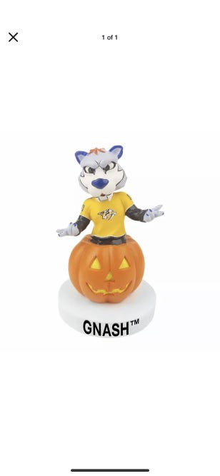 Nashville Predators Gnash Mascot Halloween Pumpkin Bobblehead LE/#300