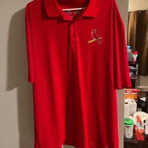 Red St.louis Cardinals Adult XXL Collared Shirt
